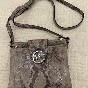 Michael Kors Snakeskin Crossbody Bag - Taupe